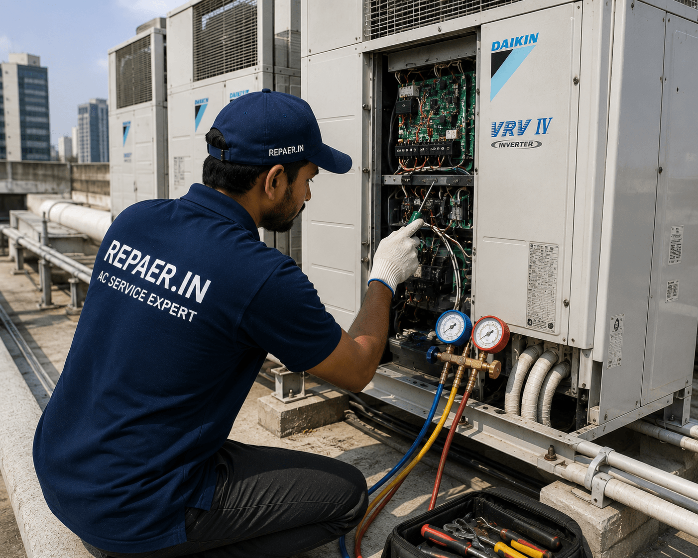 VRV AC outdoor unit for multi-zone commercial cooling